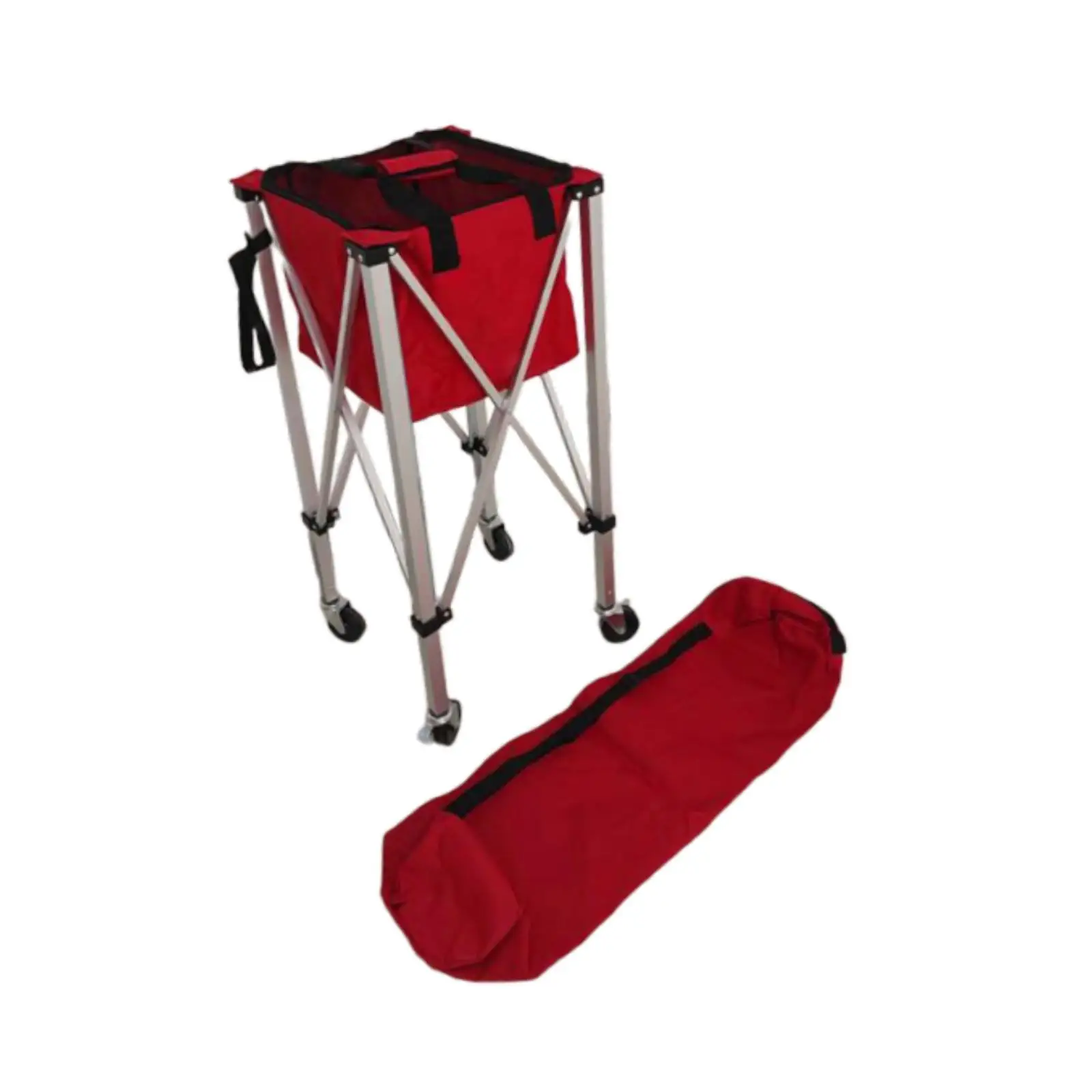 Foldable Tennis Ball Basket Cart Lightweight Aluminum Alloy Coaching Trolley Ball Collection for Tennis Training Grounds