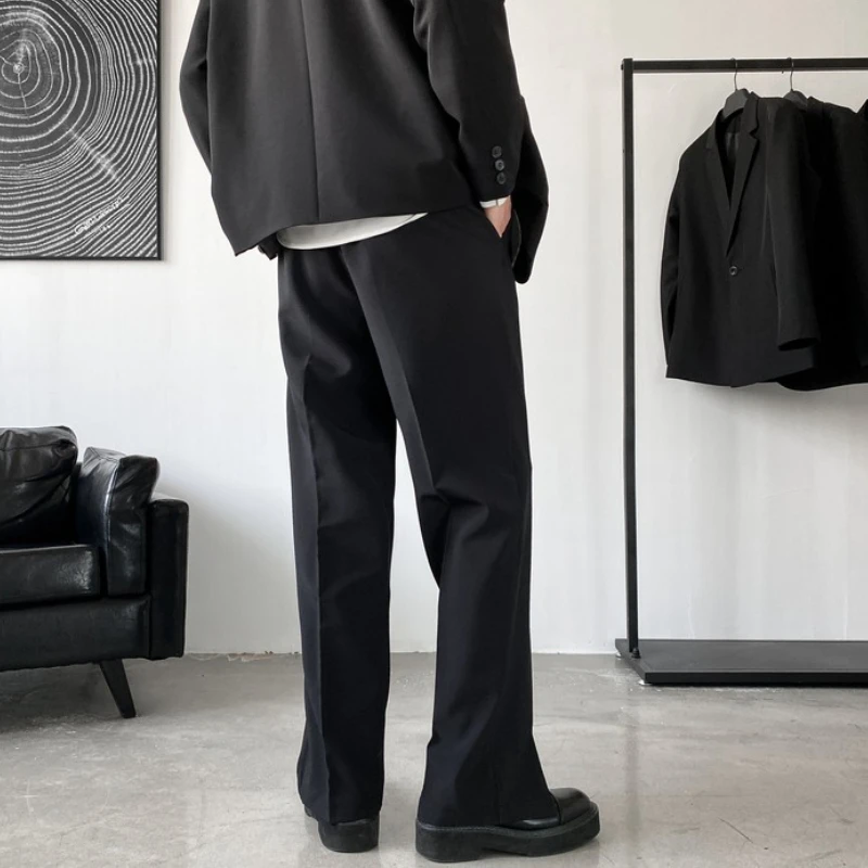 Pants Men Trousers Casual Autumn New Arrival Front-slit Fashion Straight High Street Office Clothes Simple Business Harajuku