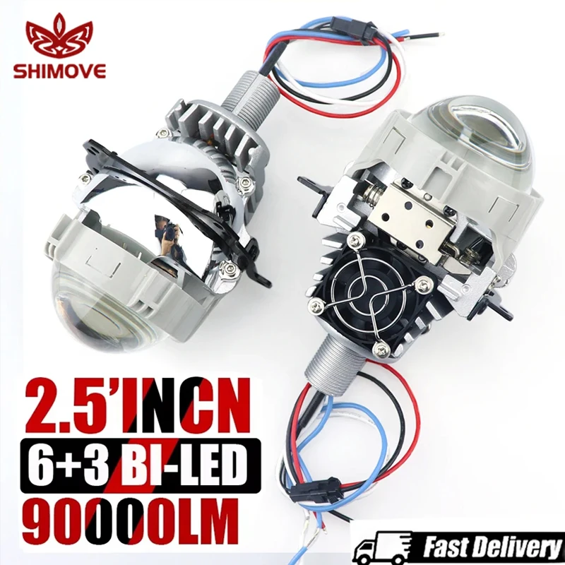 2.  5-calowa soczewka projektora samochodowego Bi-LED 90000LM do H4 H7 9005 9006 światła drogowe i mijania H1 H11 H8 80W reflektory projektory 12V 24V ﻿