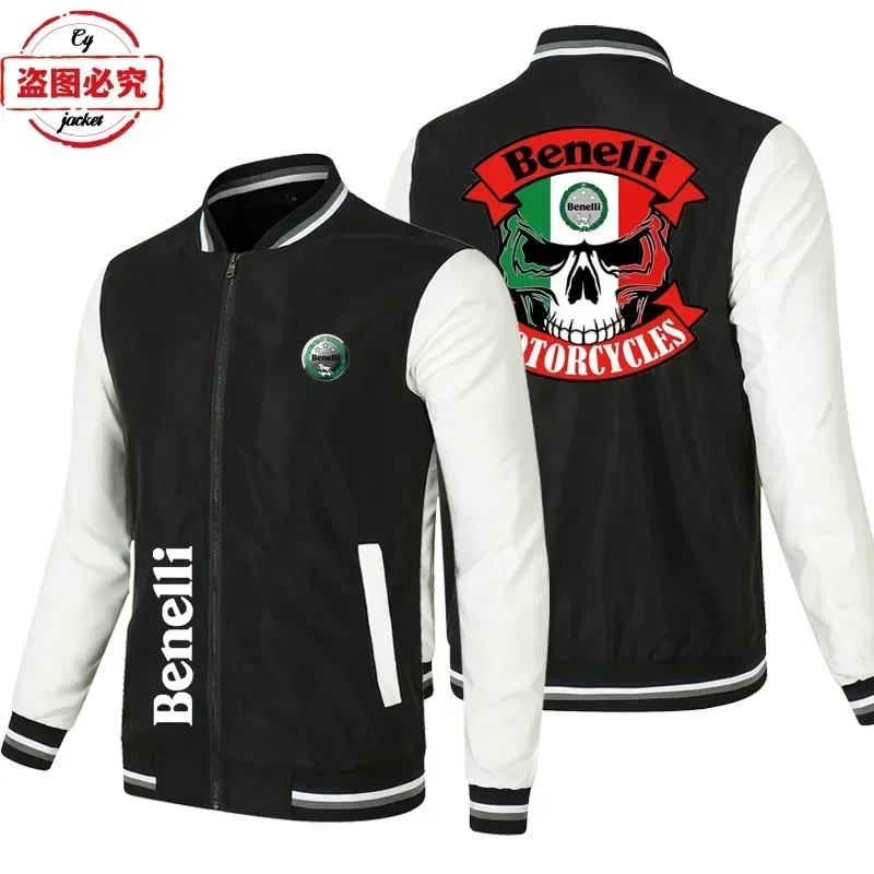

Benelli Motorcycle Logo Jacket Loose Long Sleeved Men's Color Matching Top Baseball Jacket Benelli Motorcycle Riding Suit