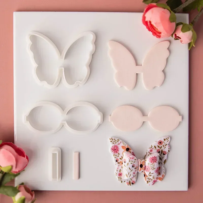 3Pcs/Set Bowknot Polymer Clay Cutters Exquisite Bow Series Butterfly Shaped for DIY Earrings Miniature Handmade Model 3D Tools