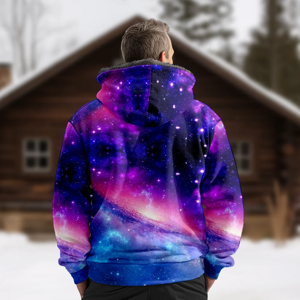 Men's Winter Jackets Coats,Starry sky Pattern Cotton Clothes Overcoat Durable Chinese Style Home