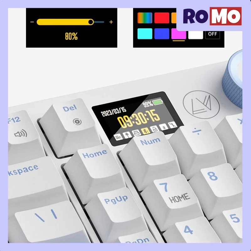 Imagem -02 - James Donkey-teclado Mecânico sem Fios Rs2 3.0 Mode 2.4g Bluetooth 98 Chaves Personalização Rgb Teclados de Ecrã