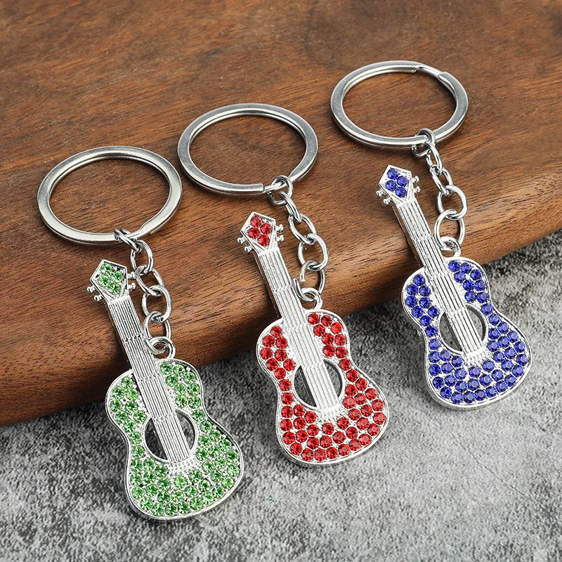 Punk Style Microphone Guitar Shape Keyring for Women Men Music Lover y2k Accessories Unusual Metal Keychain for Car Keys