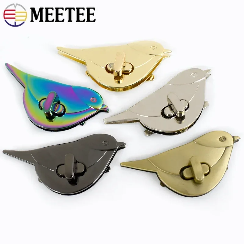 1-5Pcs Meetee Metal Bag Lock Buckles Bird Decoration Handbag Purse Closure Turn Twist Locks Sewing Latch Clasp Craft Hardware