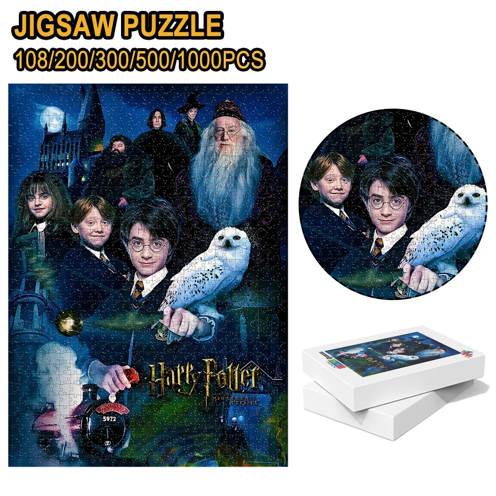Magic Wizard World Harry Potter Full Characters Hogwarts Hedwig Wooden Jigsaw Puzzle 108/200/300/500/1000pcs Color Box
