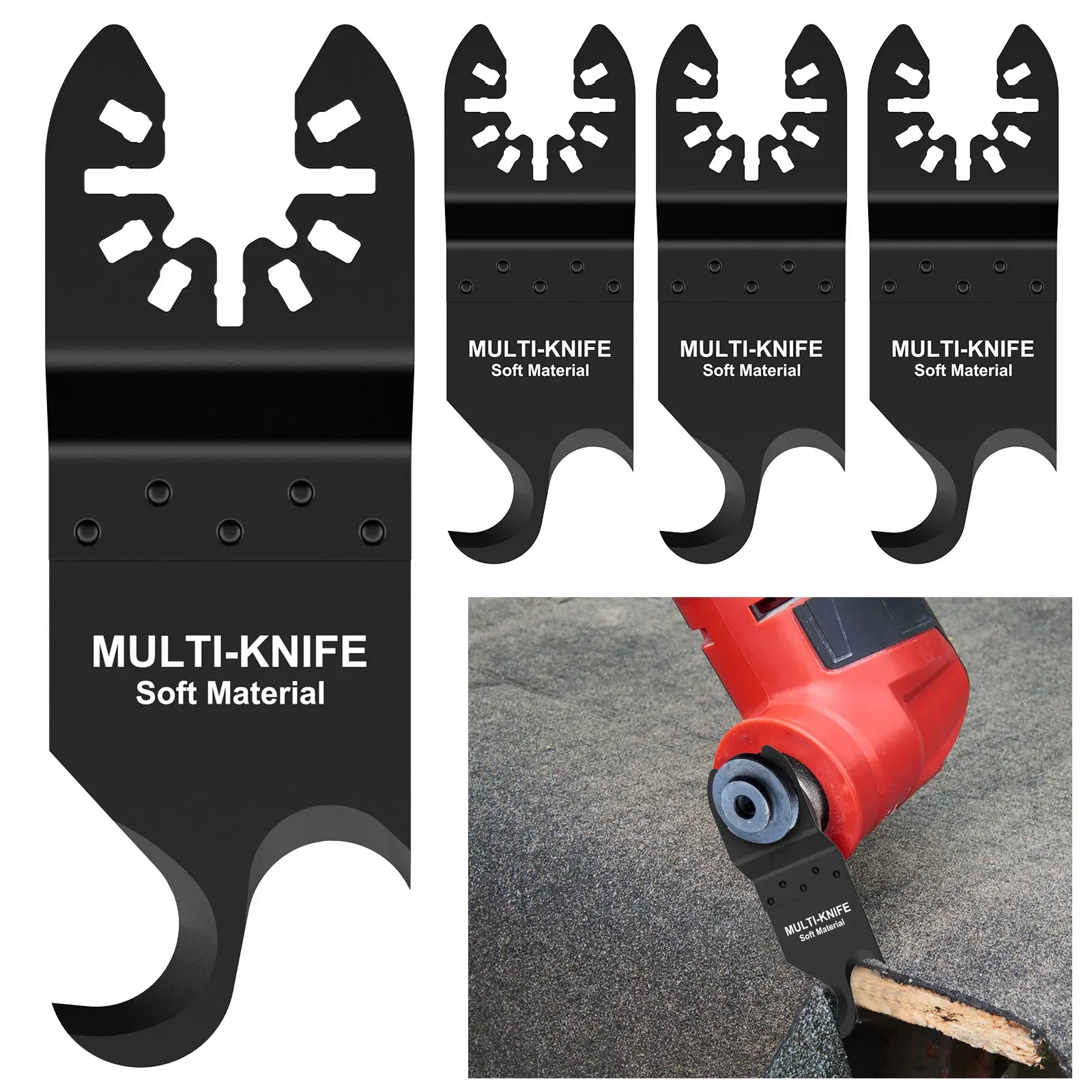 

4 шт., осциллирующее пильное полотно, многофункциональный инструмент, двойной крючок, лезвия для ножей для одеяла, ПВХ, ковра, картона, резки