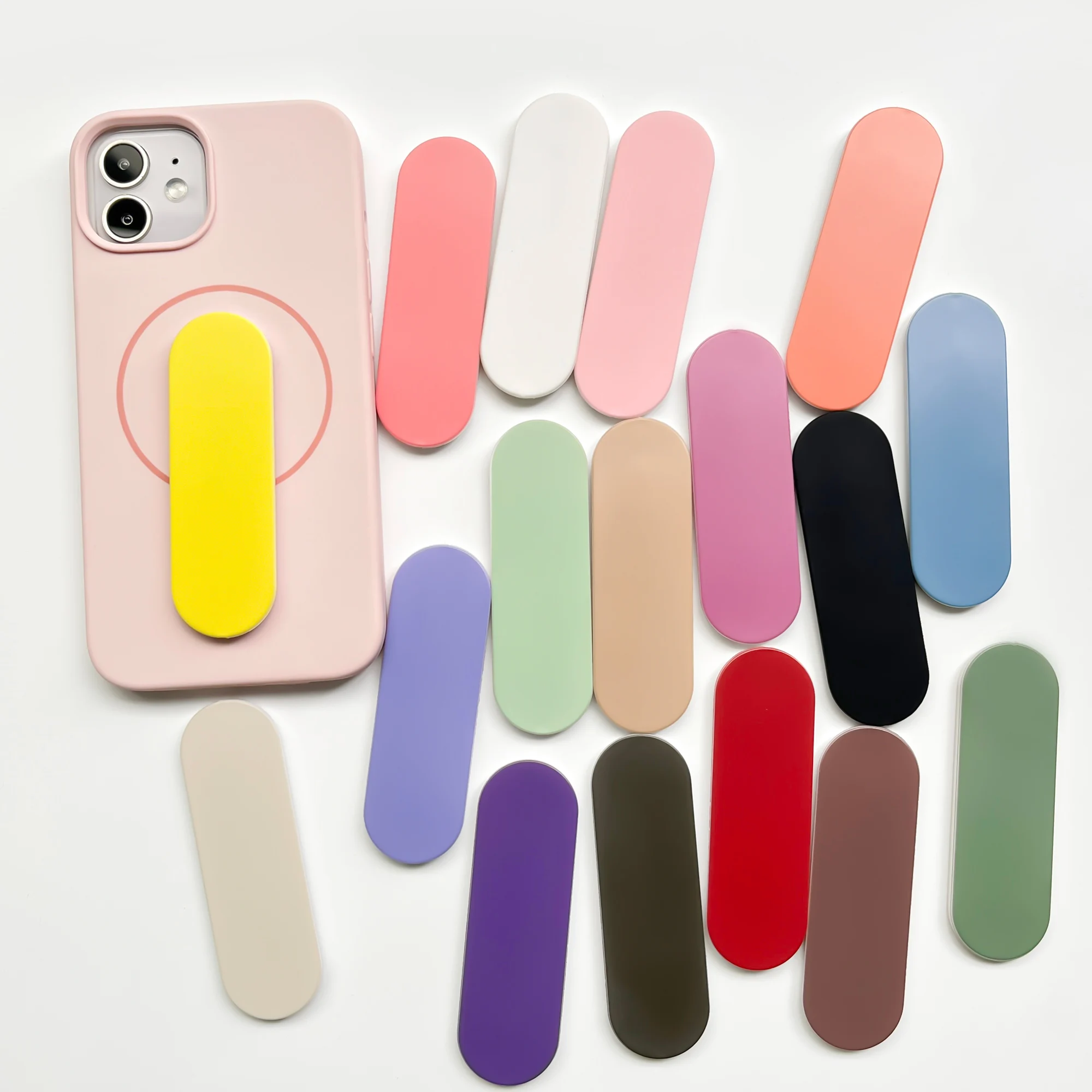 Einfacher Macaron-Einfarbiger Schlanker Push-Pull-Telefonhalter mit Rückseitiger Klebefläche, U-förmiger Desktop-Ständer, Anti-Rutsch-Fingerhalterung – Detail 1