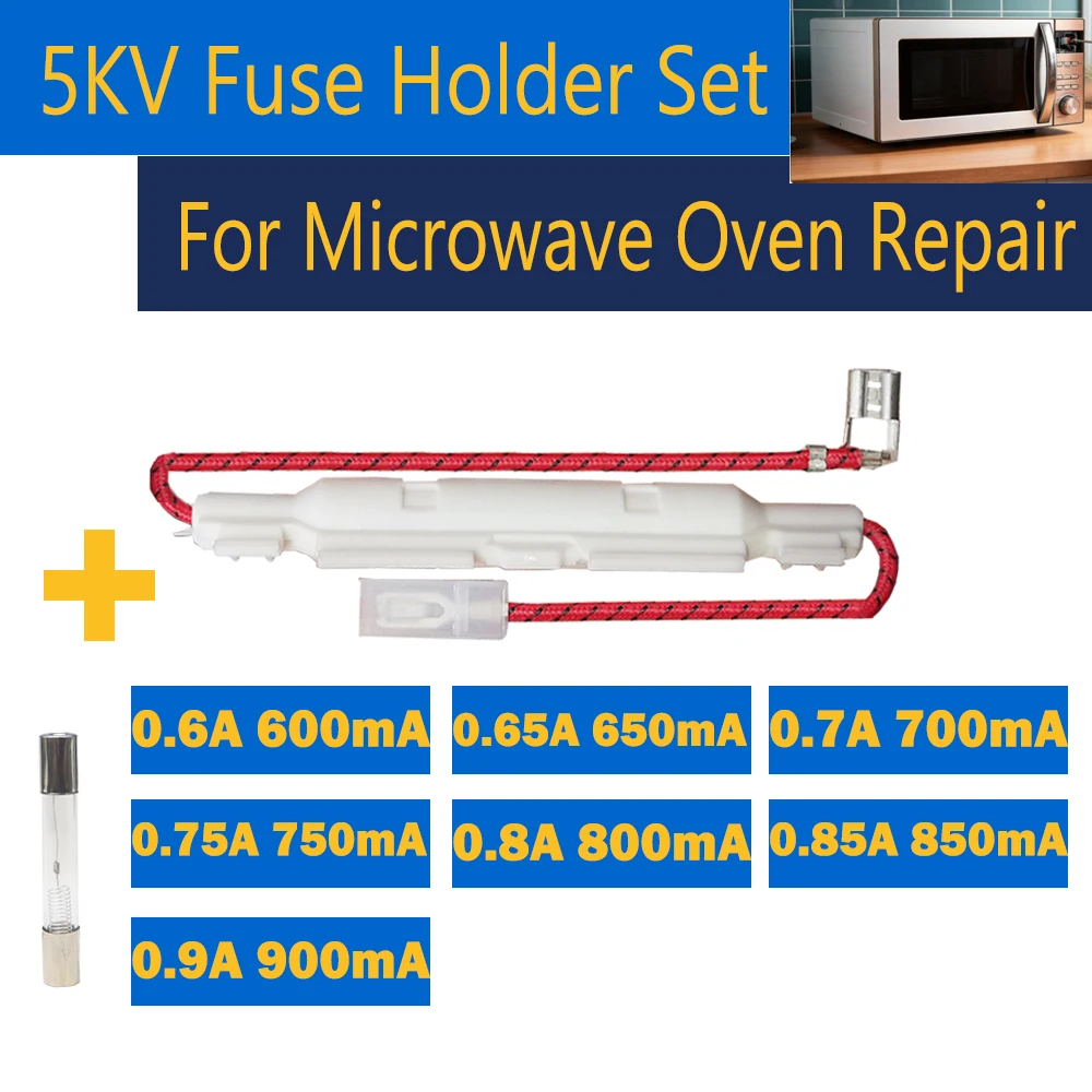Universal Microwave Oven Fuse Holder Parts With 6*40mm 5KV 0.85A 0.9A 0.8A 0.85A 0.75A 0.7A 0.65A 0.6A High Voltage Fuse