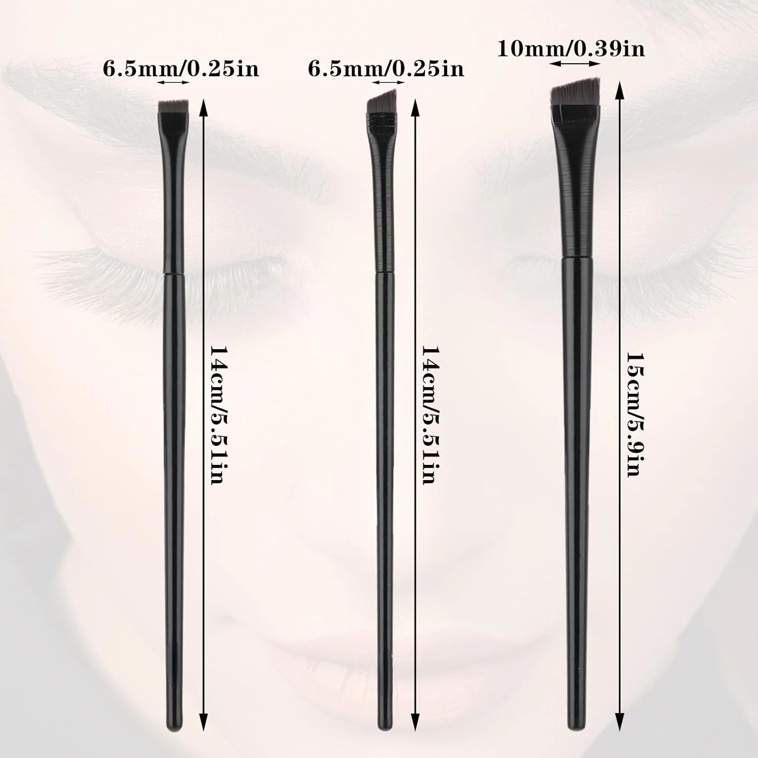 

Set of 3 Ultra-Thin Slanted Eyeliner Brushes for Gel Eye Liner & Eyebrow Tinting. Professional Beauty Tools for Precise Makeup A