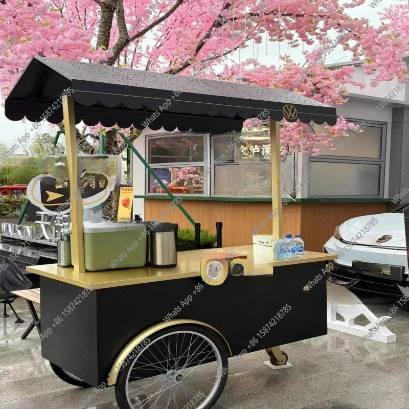 

High-end booth float clock in point, bread display stand mobile stall car, shopping mall facade exhibition booth car