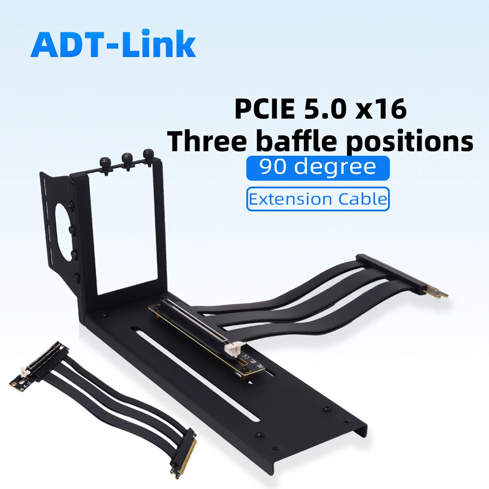 GPU Vertical Mount Bracket Kit PCIe 5.0 /4.0 X16 Riser Cable 3 Positions Black/White Three Shields for Computer Graphics Card