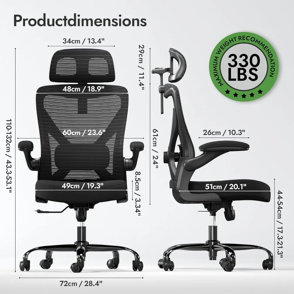 Office Chair - X-Shaped Computer Desk Chair Comfy, Gaming Chair, Office Chair with Lumbar Support, Mesh Office Chairs (Black)