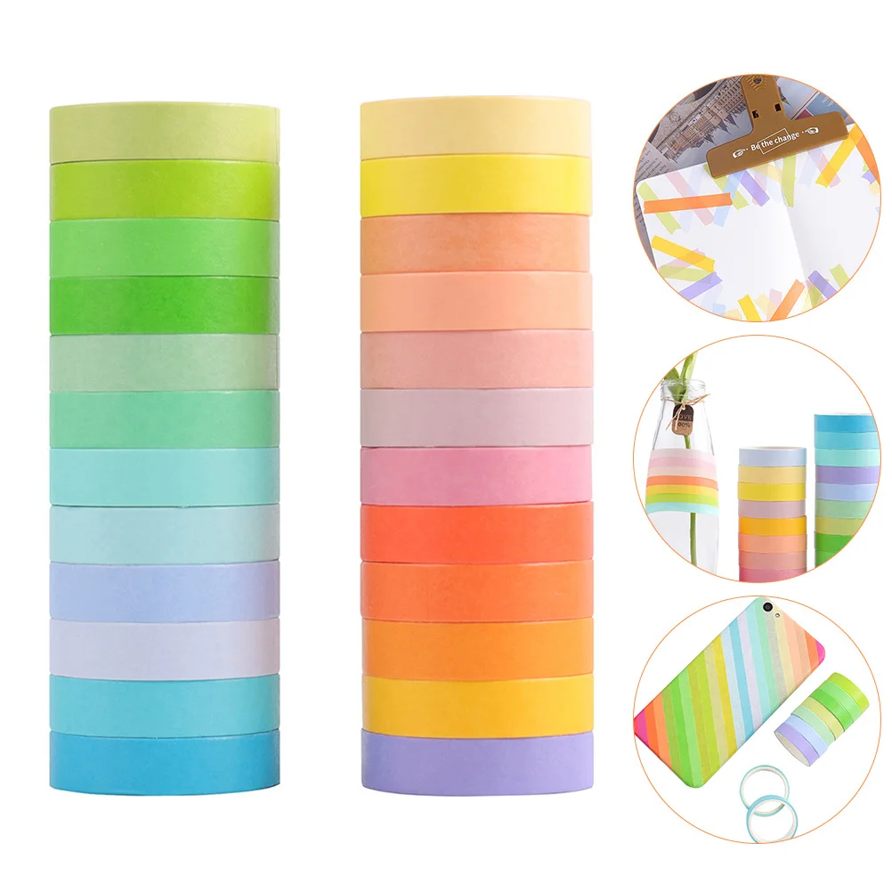 6 لفات معكرون اشي الشريط الزخرفية سجل القصاصات ملصق يدوي الصنع لفات ورق لاصق الحرفية للمجلات قوس قزح