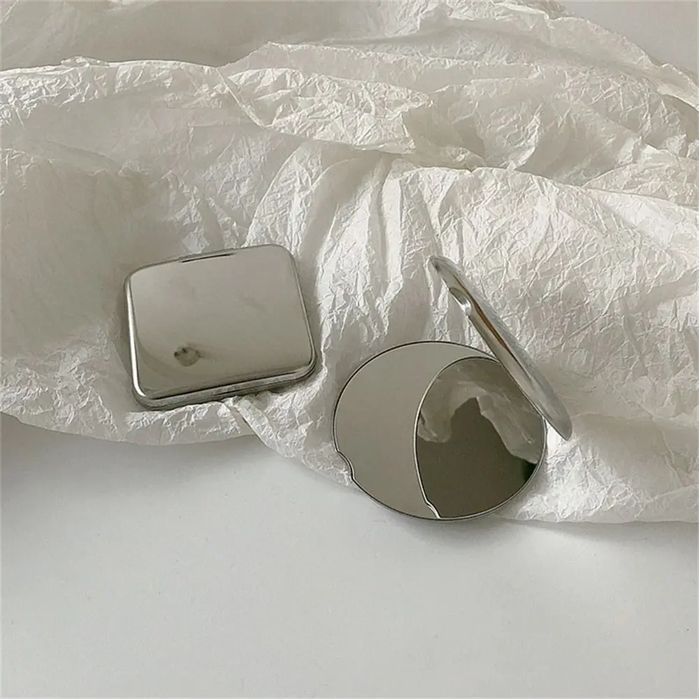 Stainless Steel Makeup Mirror Double-sided Hand Pocket Cosmetic Mirror Various Shapes Mini Small Folding Mirror Cosmetics Tools