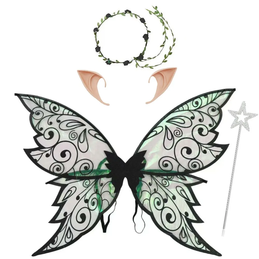 

Fancy Butterfly Fairy Elf Wings Back Decoration Dress Up Halloween Cosplay Party Props Ear Sparkling Costume Wings Birthday Gift