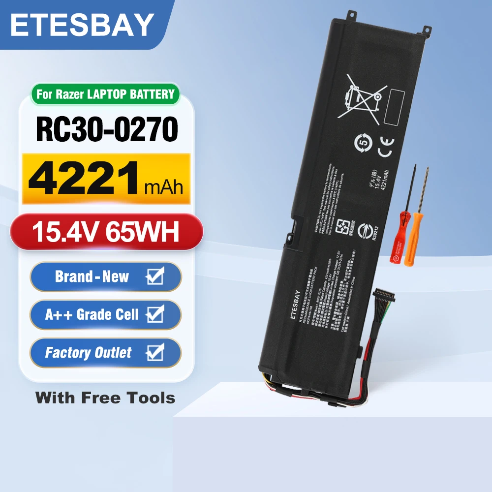ETESBAY 4221mAh 65WH RC30-0270 For Razer Blade 15 Base Stealth 2018 Series Notebook RZ09-03006 RZ09-0270 Laptop Battery