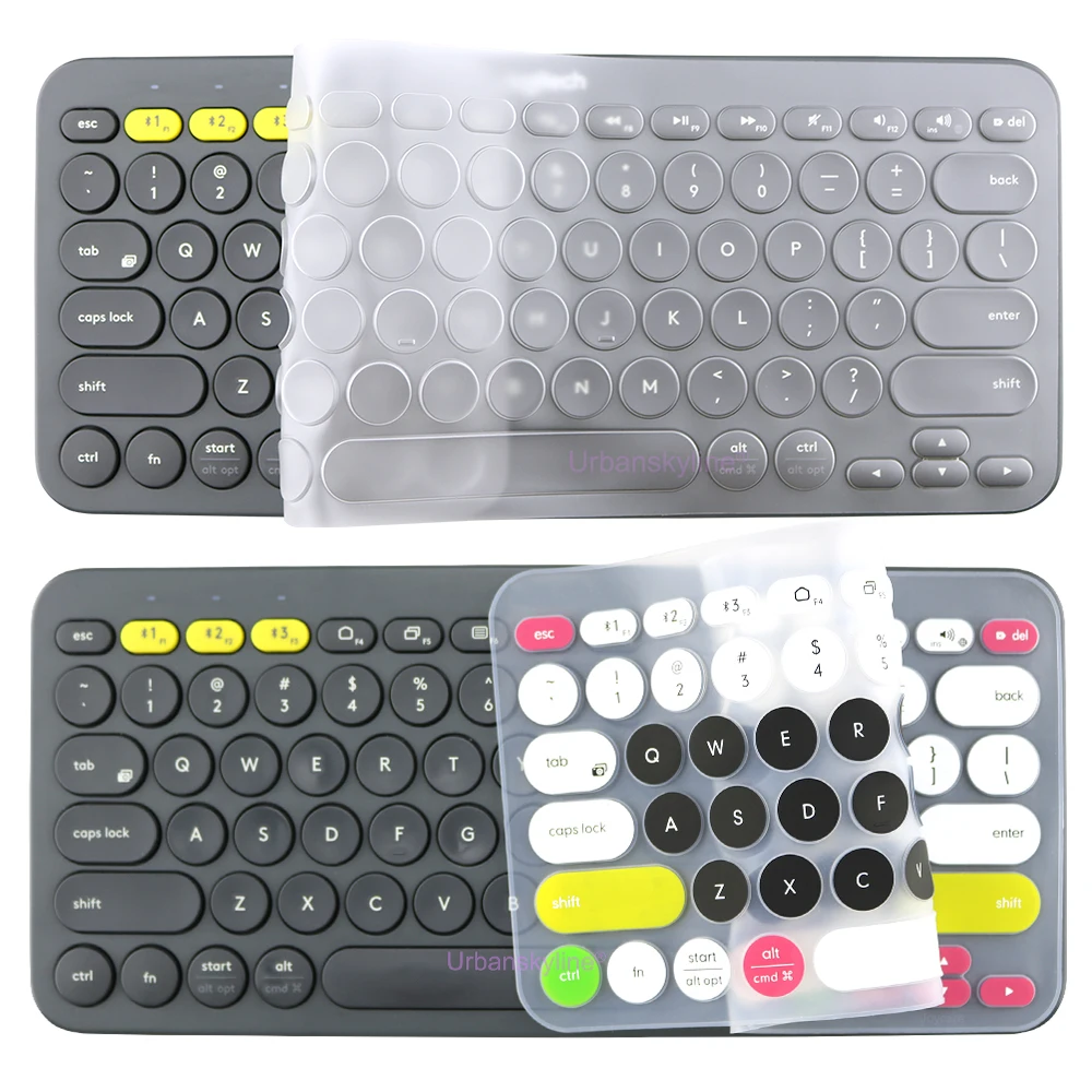 K380 Keyboard Cover for Logitech K380 for Logi K380S Pebble Keys Silicone Protector Skin Case Film English Korean Clear Black
