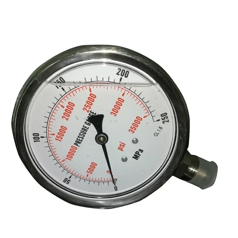 Hot salesHot salesEN100-250-1 4 inch diameter  0-2500 Bar  Radial assembling liquid filled High pressure hydraulic gauge