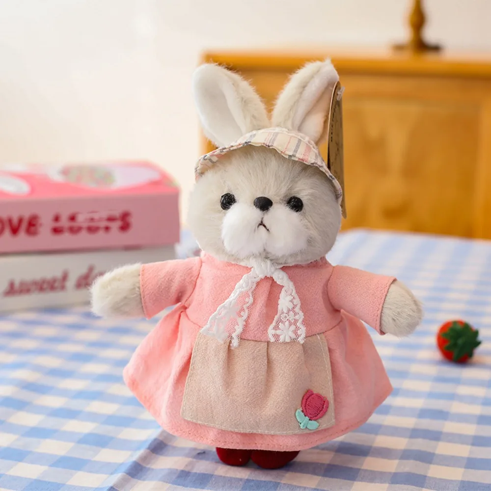 

Rabbit Family Rabbit Plush Keychain Cute Fluffy with Clothes Bunny Keychain Alloy Ring Keyholder Plush Rabbit Key Ring