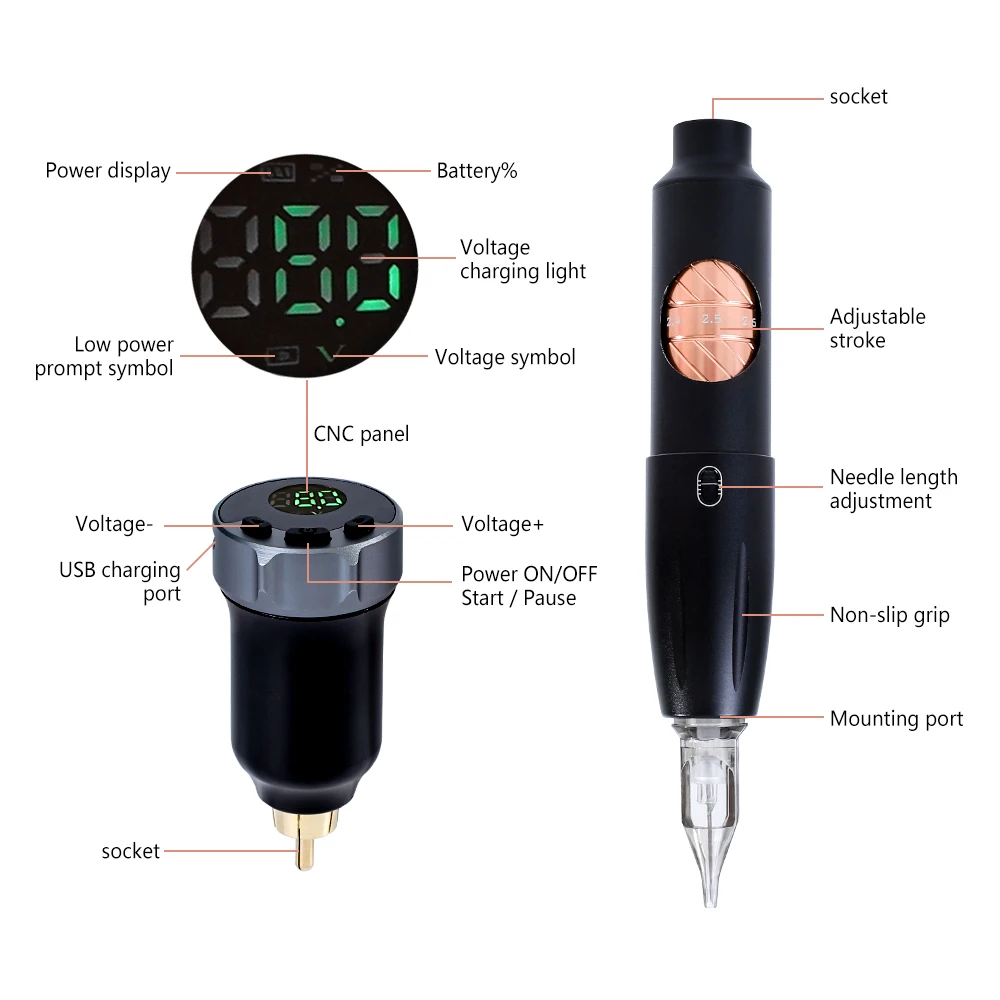 

WenShen Private Brand YD Blink Rotary Permanent Makeup Tattoo Pen Wireless Tattoo Machine With Universal Cartridge Needle