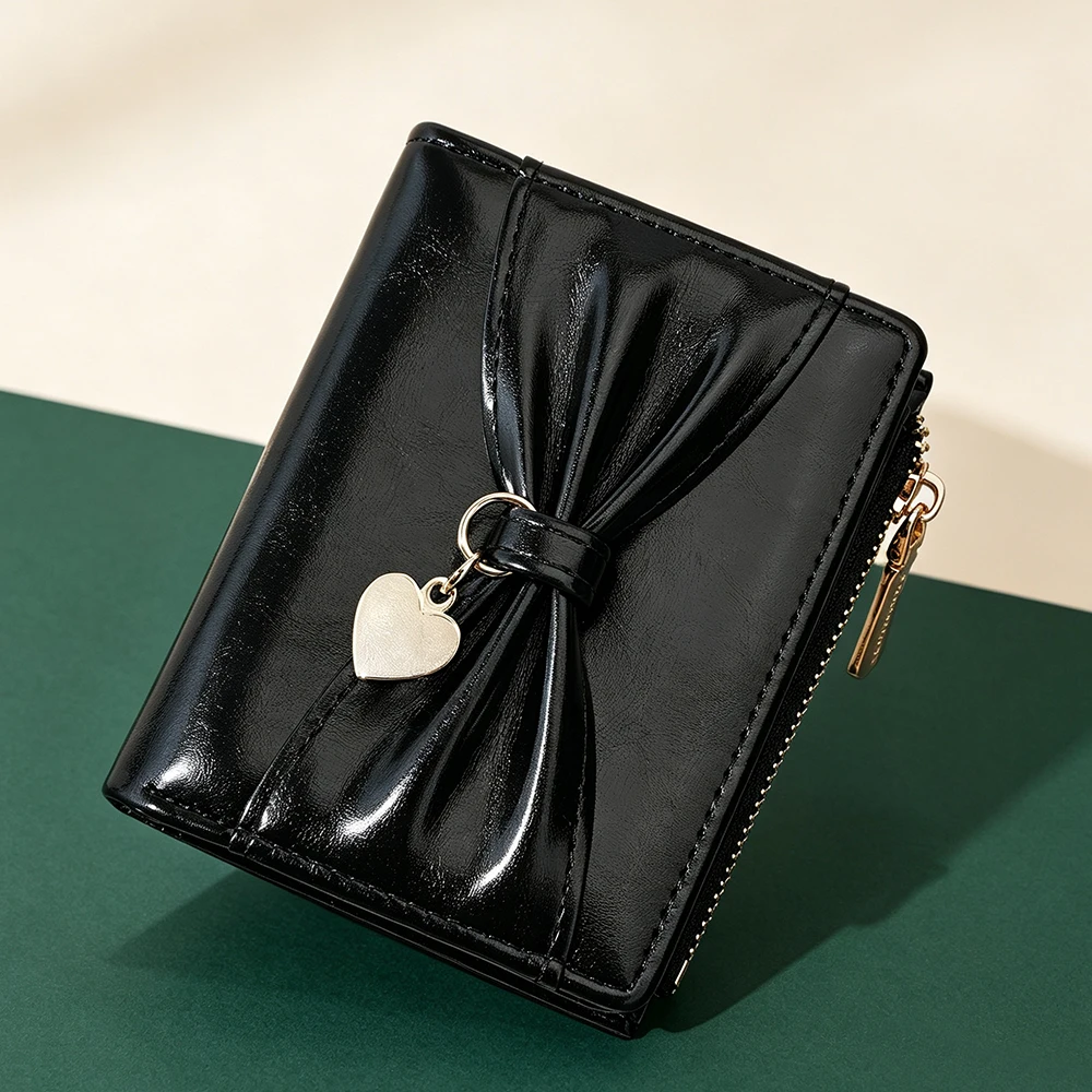 Baellerry New Women Wallet High Quality Short Simple Bow Card Holder Female Purses Zipper Coin Pocket Small Card Bag For Girls