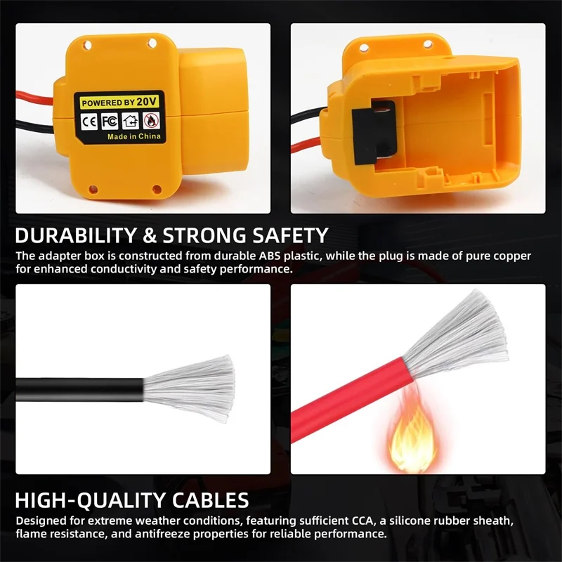 For Makita/Dewalt/Milwaukee 18V Battery Jump Starter Cables with Adapter Portable Battery Jumper Kit Car Jumper Booster Cable
