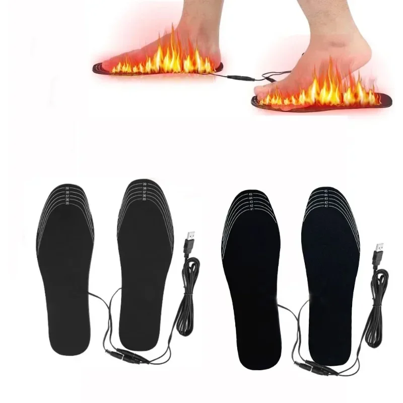 2 pairs Heated Insoles Shoe Winter Outdoor Sports Heating Insole Winter Warm Electric Foot Warming Pad Feet Warmer Sock Pad Mat