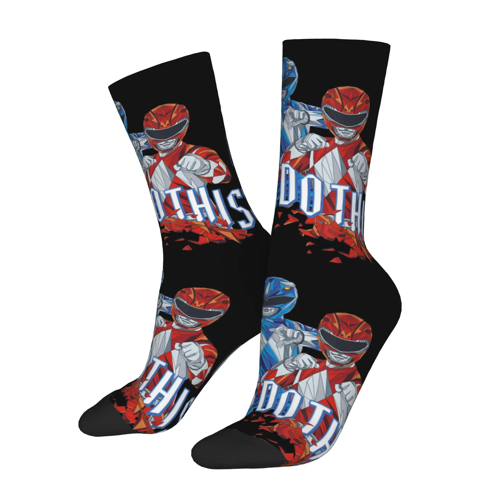 Socks Retro Power Rangers Power Up Red Vintage Logo Crazy Men's compression Socks Unisex  Funny Crew Sock