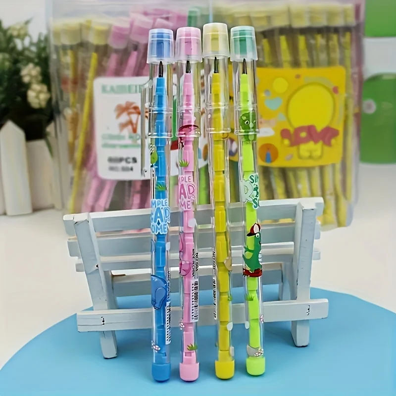 4 Stück Bleistifte, die nicht geschärft werden müssen, mit Cartoon-Tiermotiven, Schulbedarf für Schüler, Geschenk für Jungen und Mädchen