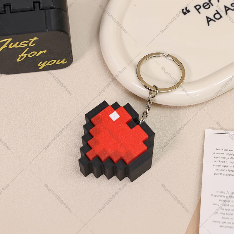 3D Printed Heart Button Keychain Pendant Keychain Model Pendant Decompression Decorative Gift