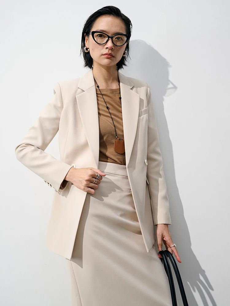

Ele Ladylike Casual Women's Suit Jaet Autumn Early Season Beige Skirt Set High End Classic Sle Commute Comfortable Po...