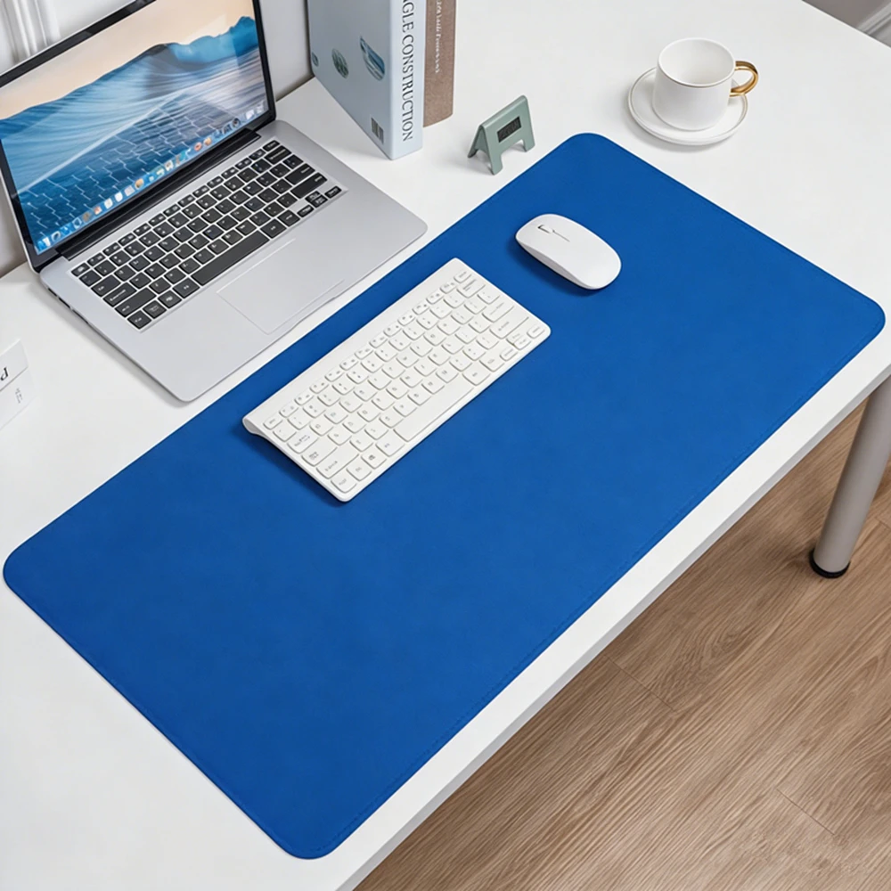 Large-sized Solid Blue Anti-Slip Desk Mat Waterproof Art Design Game Table Mat Layout for Office Keyboard Mouse Pad Accessories