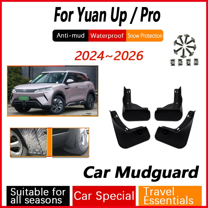 4Pcs Mudflap For BYD Yuan Up Pro 2024 2025 2026 Accessories Mudguards Splash Guard Front Rear Fenders Exterior Wheel Spare Parts