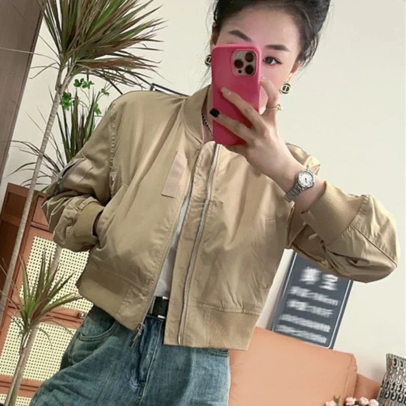 

Loose Short Women's Bomber Jackets Zip-up High Quality Sale Deals Youthful Female Baseball Aviator Coats Offer Harajuku Pretty