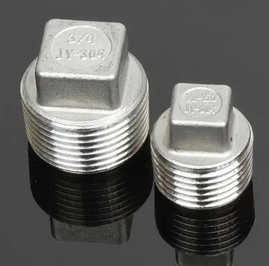 

2PCS BSPT DN25 DN32 DN40 DN50 1" 1-1/4" 1-1/2" 2" Malleable Square Head Pipe Fitting Plug Threaded Male Stainless Steel 304