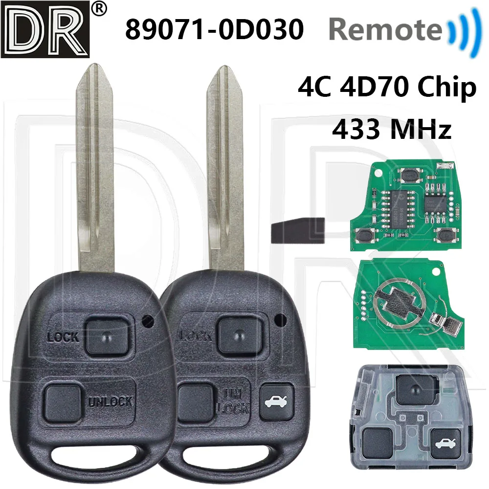 

Great P/N:89071-0D030 433MHz 4C/4D70Chip VALEO 736716-A Car Remote Control Key For Toyota Corolla Yaris Avensis Avanza 2003-2012