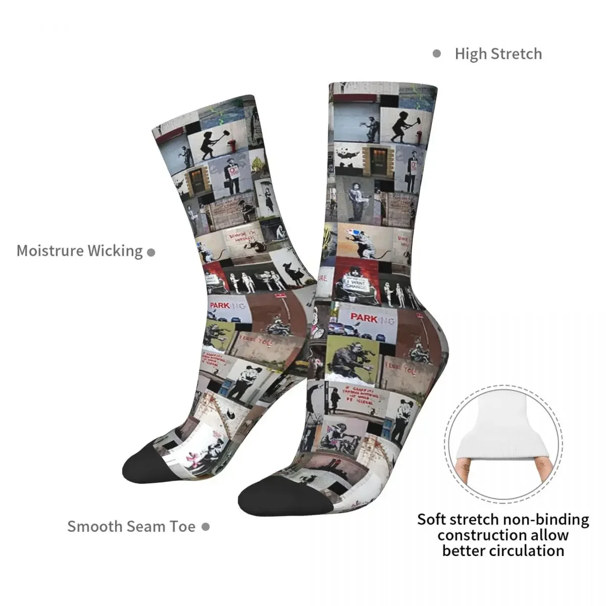 Banksy Socks Harajuku High Quality Stockings All Season Long Socks Accessories for Unisex Birthday Present