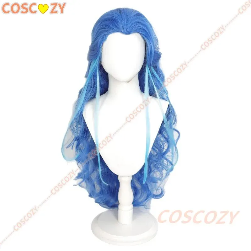 

qq273 Аниме Фильмы Nezha 2 Ao Run Косплей Парик Аксессуары для ушей Aorun Длинные синие вьющиеся волосы Парики