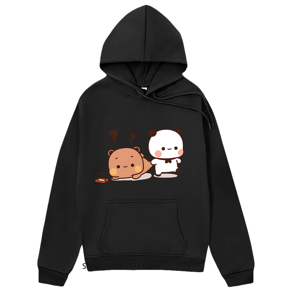 Panda Bear Graphic Hoodies Cartoon Bubu and Dudu Sweatshirt Girls Kawaii Print Pullover Women Casual Plus Size Streetwear