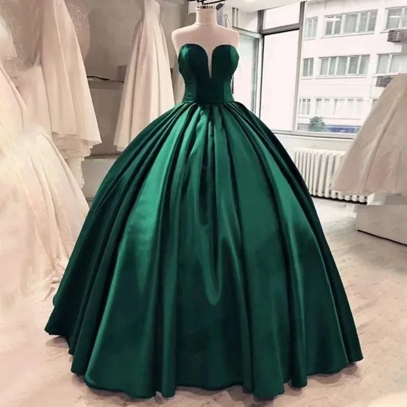 Bomaris Green Ball gown Quinceanera Dresses Vestidos De 15 Anos Sexy V-Neck  Pleats Formal Birthday Evening Party Customized - AliExpress 320