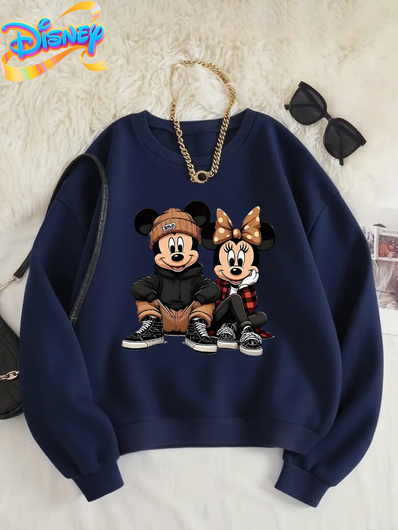 زوجين البلوز ديزني ميني ميكي عيد الميلاد المرأة الرجال سترات قطنية عالية الجودة البلوز الخريف الشتاء الصوف المتضخم معاطف القمم #2