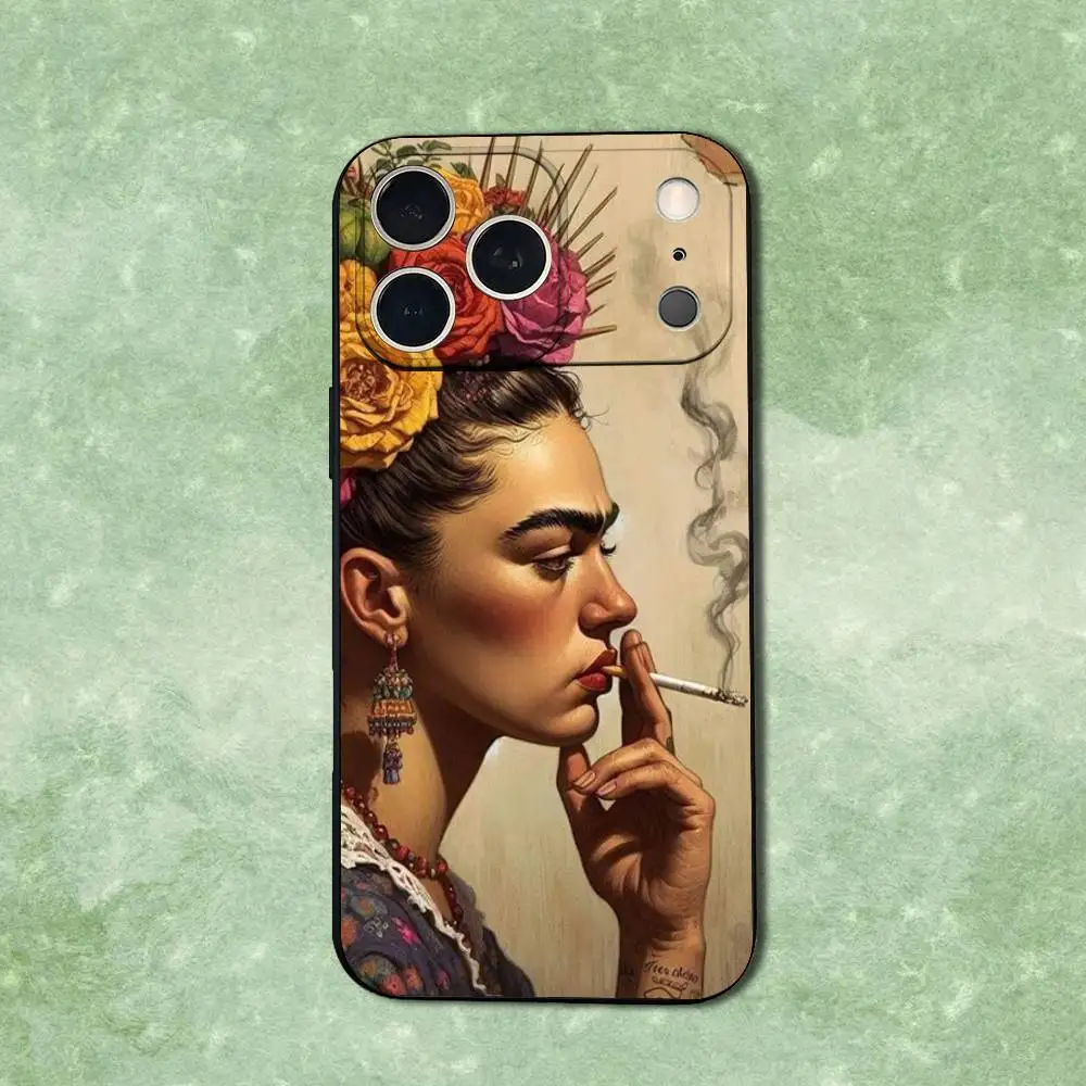 حافظة هاتف عصرية من Art F-Fridas K-Kahlo لهاتف iPhone 14,13,17,12,11,16,15,Plus,Pro Max,XS,X,XR,SE,Mini,Soft غطاء أسود من السيليكون #4