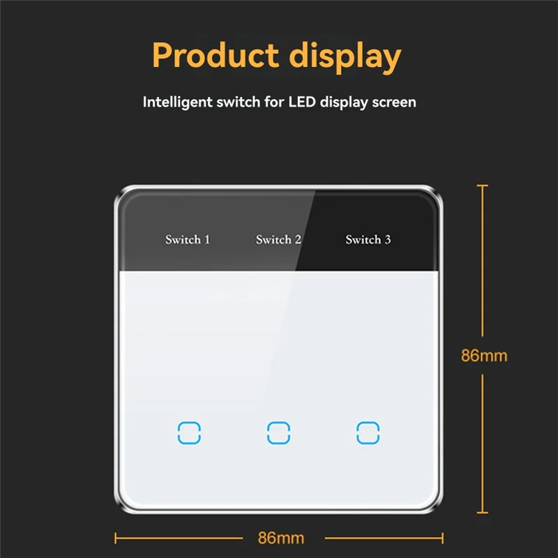 

B92B-Tuya для Google Alexa Wi-Fi, выключатель света с дисплеем, стеклянный сенсорный переключатель, трехпозиционный переключатель для умного дома