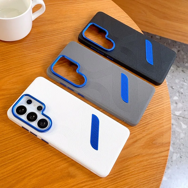 Fashion Simple Solid Color Leather Phone Case for Samsung Galaxy S26 S25 Plus 24 Ultra with Protective Cover