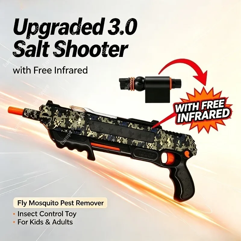 Upgraded 3.0 Salt Shooter, Free Infrared Incl., Fly&Mosquito Pest Remover, Novelty Gift for Kids&Adults, Fun Insect Control Toy