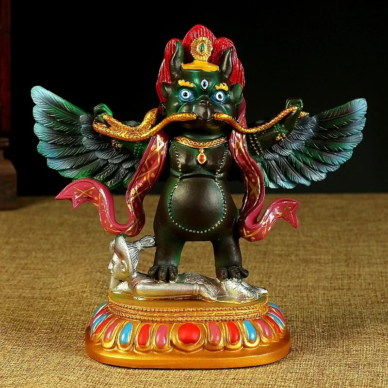 Tibetan Buddhist Gilding Colored Feng Shui Lucky Roc Garuda Golden-winged Peng Bird