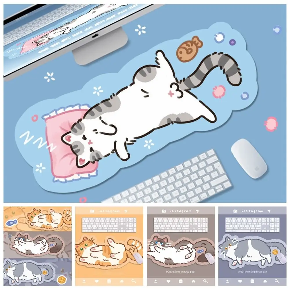 Cat Cute Kitty Mouse Pads Gaming Accessories Desk Mat Cartoon Cat Large Mouse Mat Waterproof Anti-Slip Kawaii Cat Mouse Pad