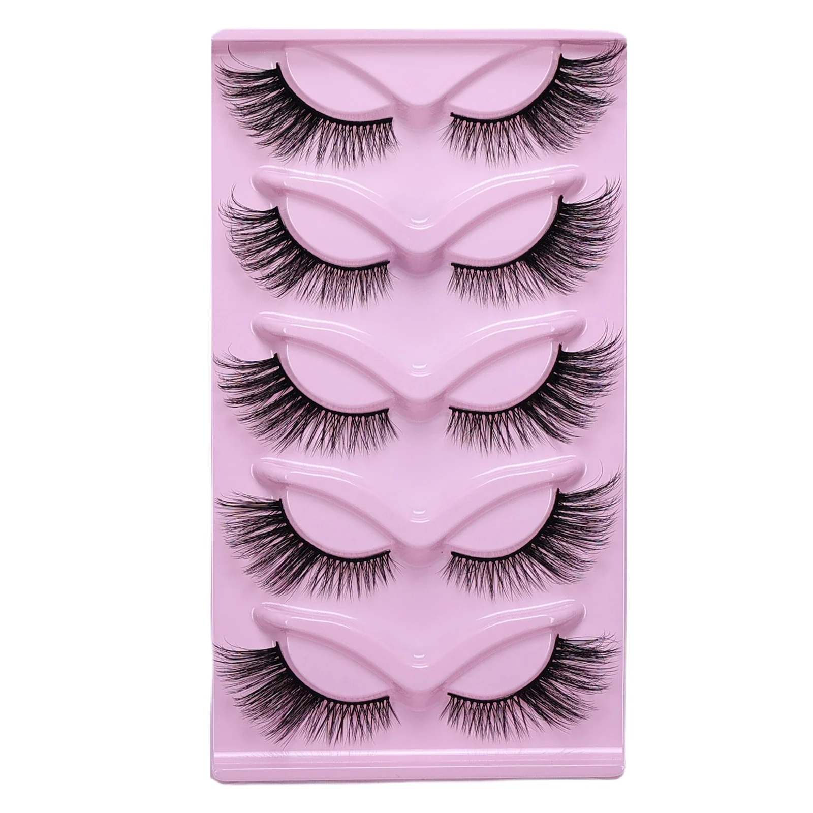 5Pairs of Cat False Eyelashes, Thick False Eyelashes, Fluffy Cat Eye Eyelashes, Extended False Eyelashes