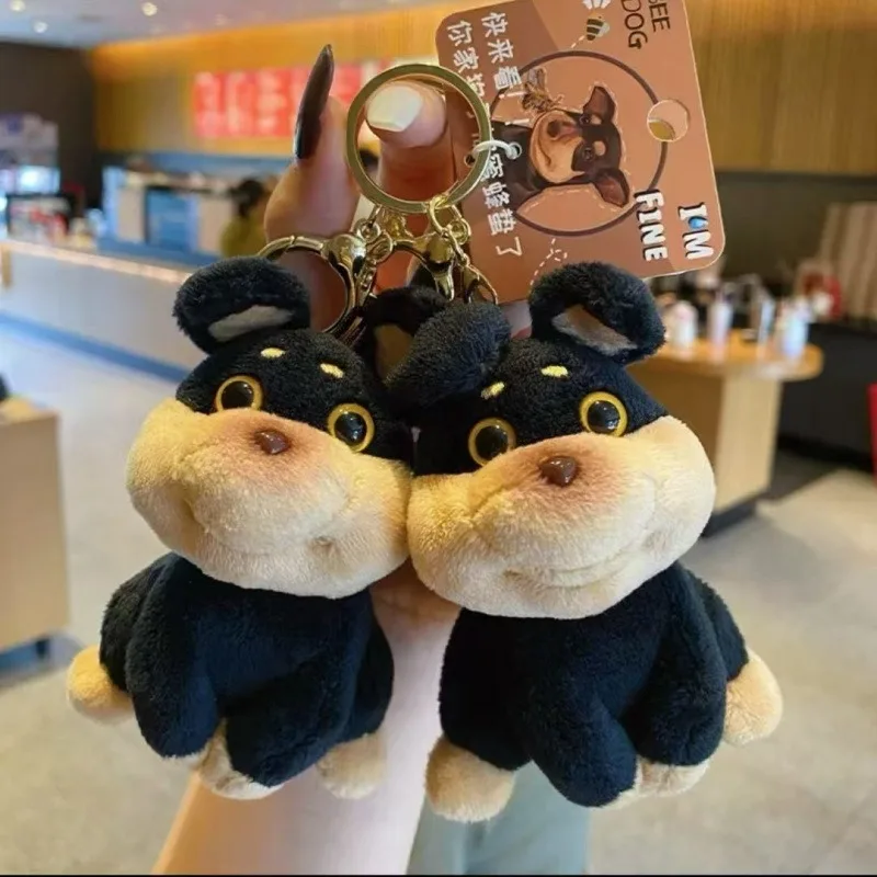 

Wholesale Creative Fun Bee Dog Plush Keychain Bag Charm Doll Couple Best Friend Cartoon Soft Dog Toys Brand Festive Gifts Idea